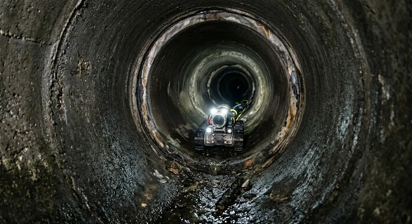 Robotic sewer camera inspecting pipe interior for Sewer Line Cleaning in Willow Springs